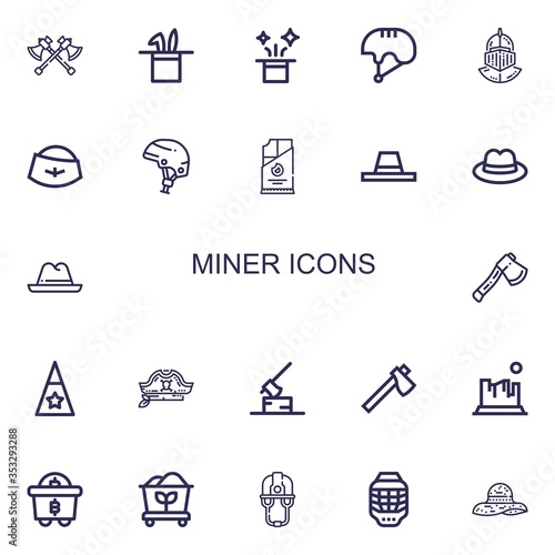 Editable 22 miner icons for web and mobile