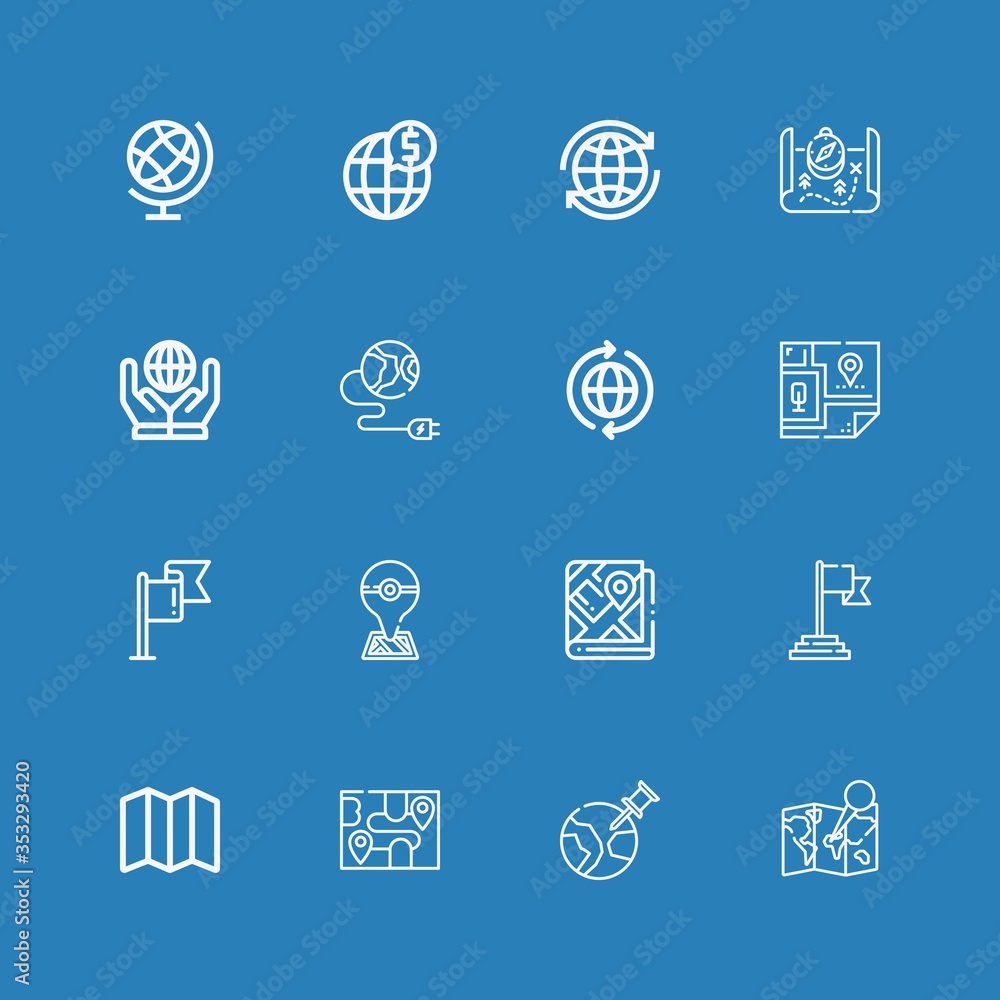 Editable 16 continent icons for web and mobile Editable 16 continent icons for web and mobile