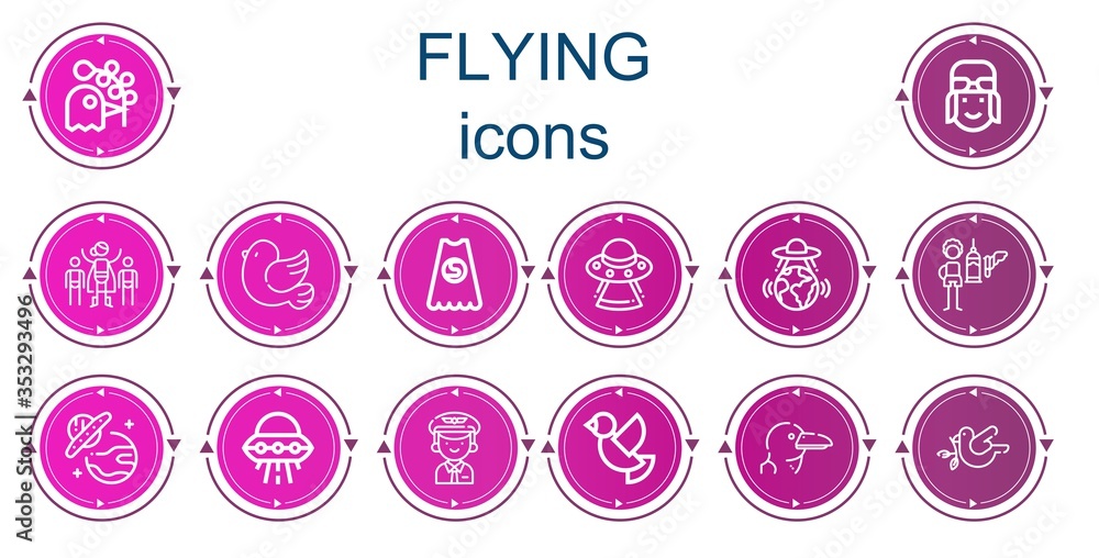 Editable 14 flying icons for web and mobile