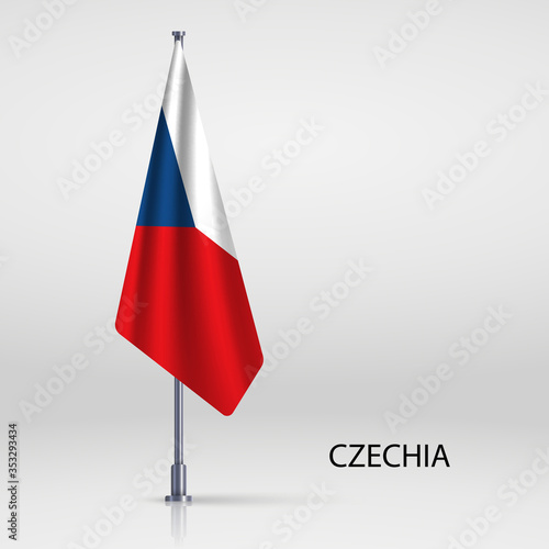 Czech hanging flag on flagpole