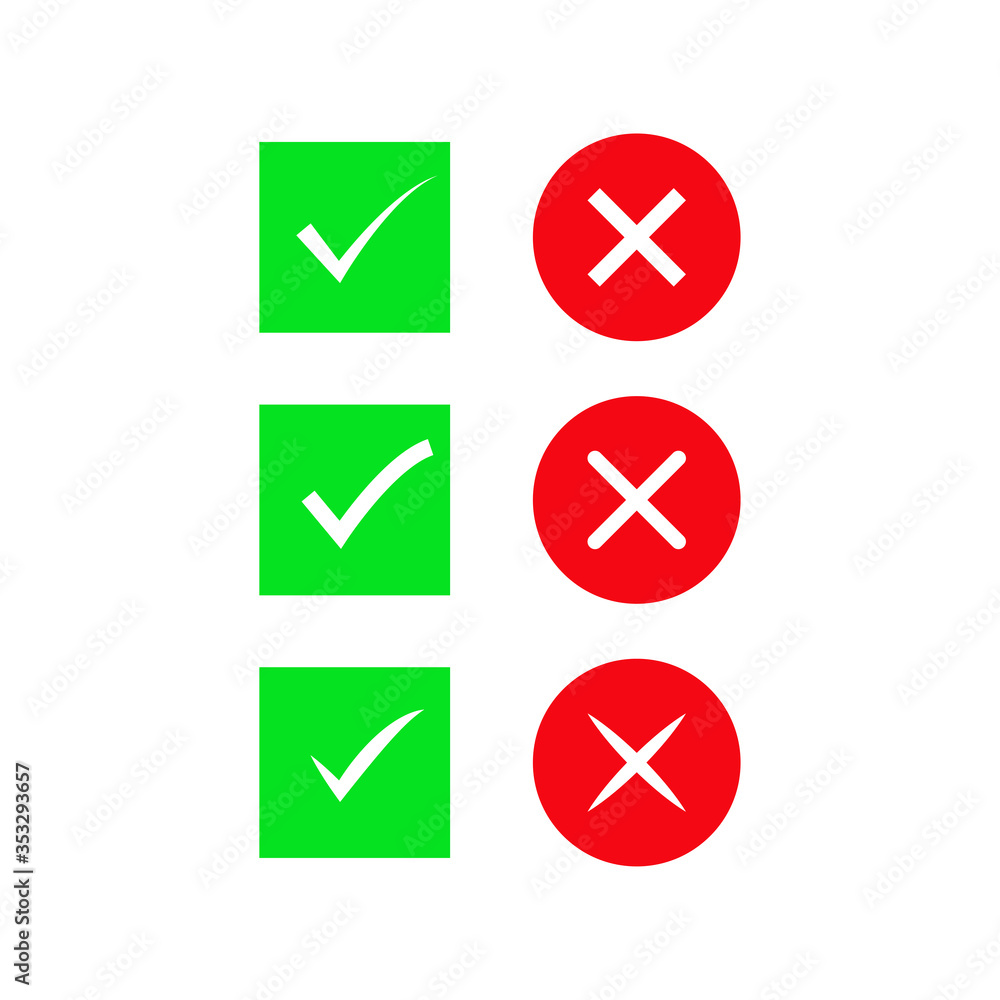 Check and cross mark icon Check and cross mark icon