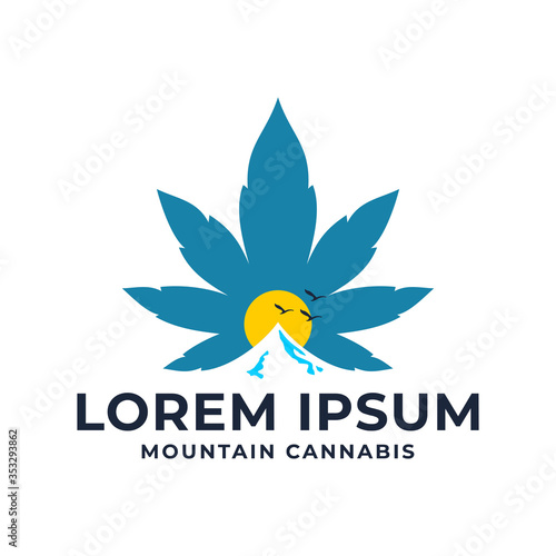 Mountain Cannabis Leaf Logo Template