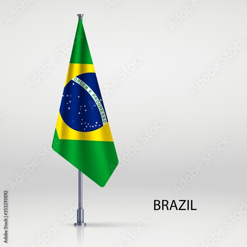 brazil Hanging flag on flagpole