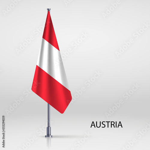 Austria hanging flag on flagpole