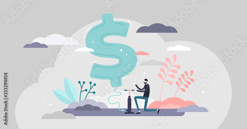 Inflation vector illustration. Money value growth flat tiny persons concept