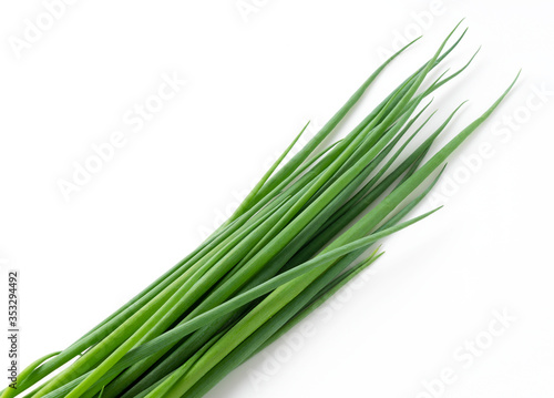 Green onions on a white background
