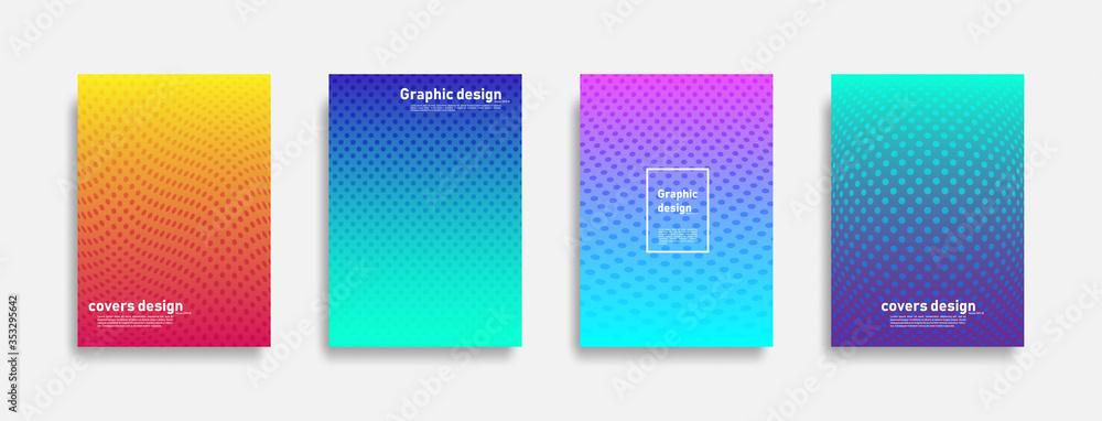 Minimal covers design. Colorful halftone dot gradients. Cool modern background design. Future geometric patterns. Eps10 vector.