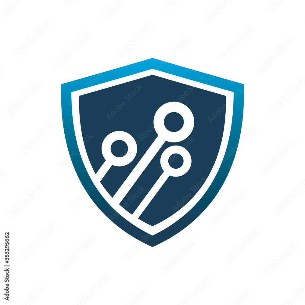 blue secure shield connect network line dot logo design blue secure shield connect network line dot logo design