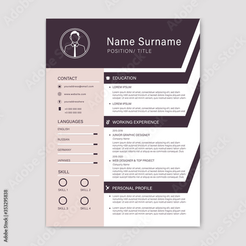Beautiful CV / Resume template - vector minimalist - color resume cv template