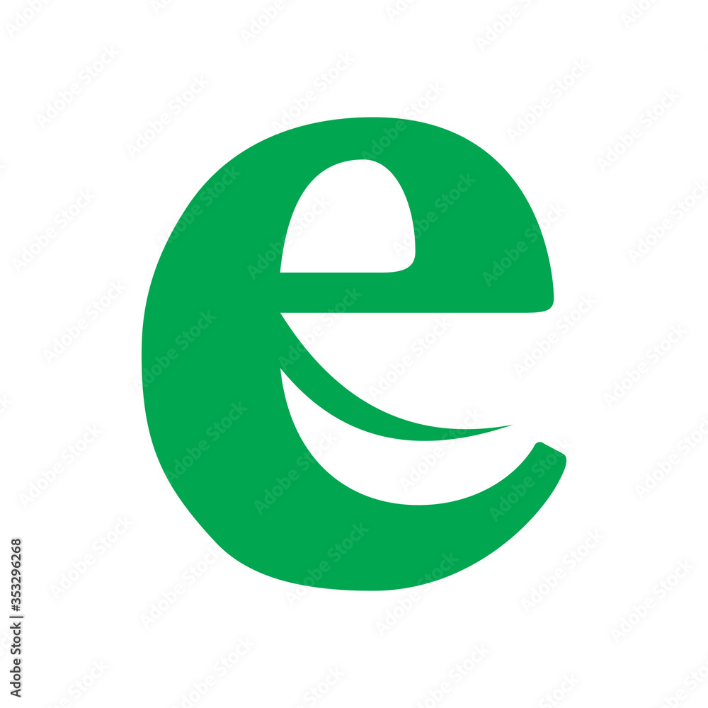 letter e green nature leaf logo design