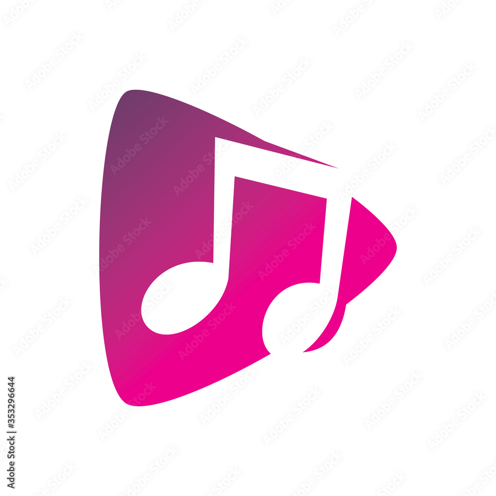 full color triangle play media music note song logo design full color triangle play media music note song logo design