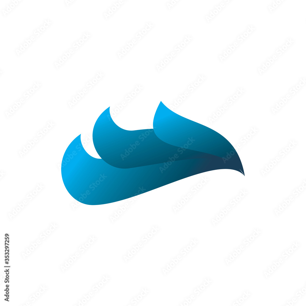 blue color wave wing logo design blue color wave wing logo design