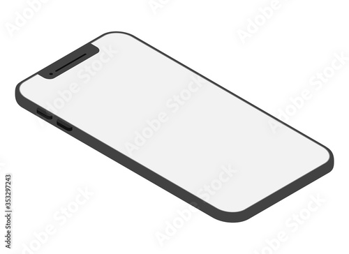 ホームボタンのないスマートフォン　アイソメトリック