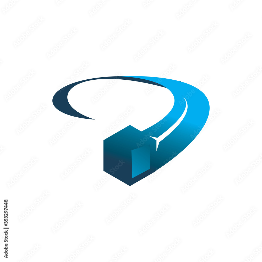 blue motion cube box fast delivery logo design blue motion cube box fast delivery logo design
