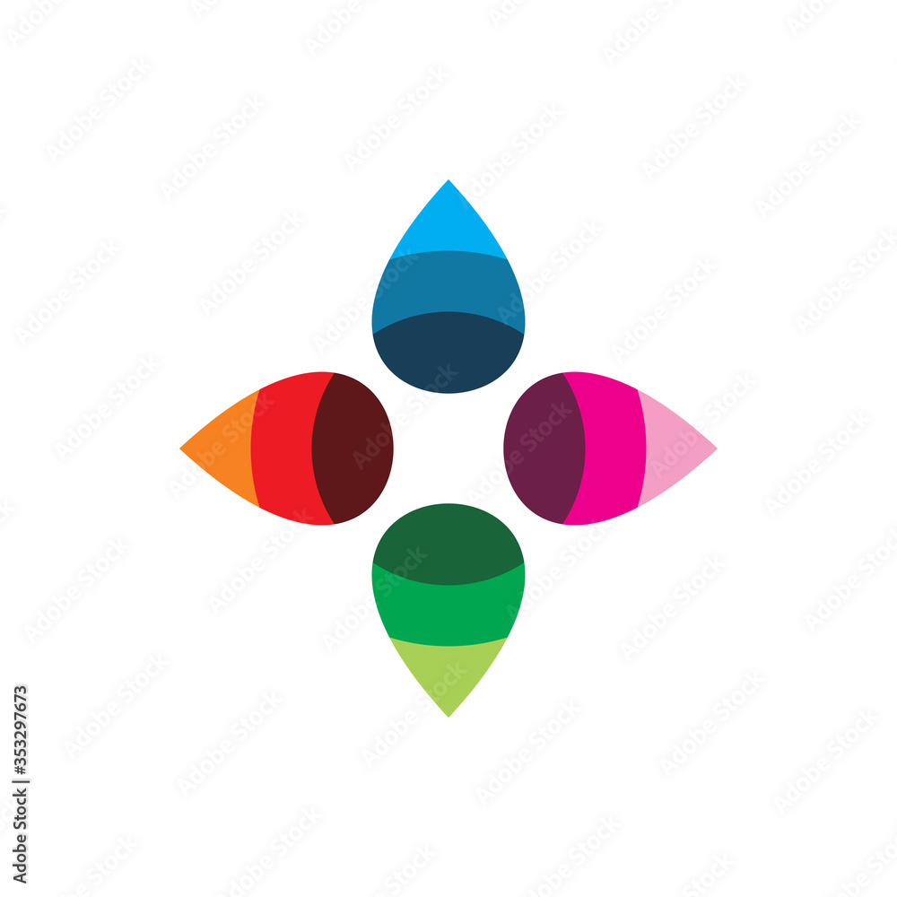creative color leaf center logo design