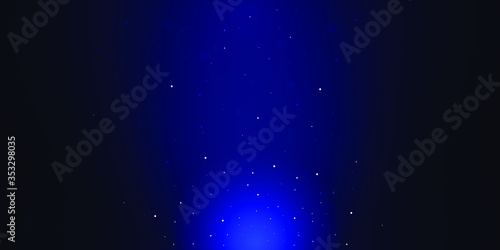 Blue light glitter Abstract bokeh background with dark blue gardient background