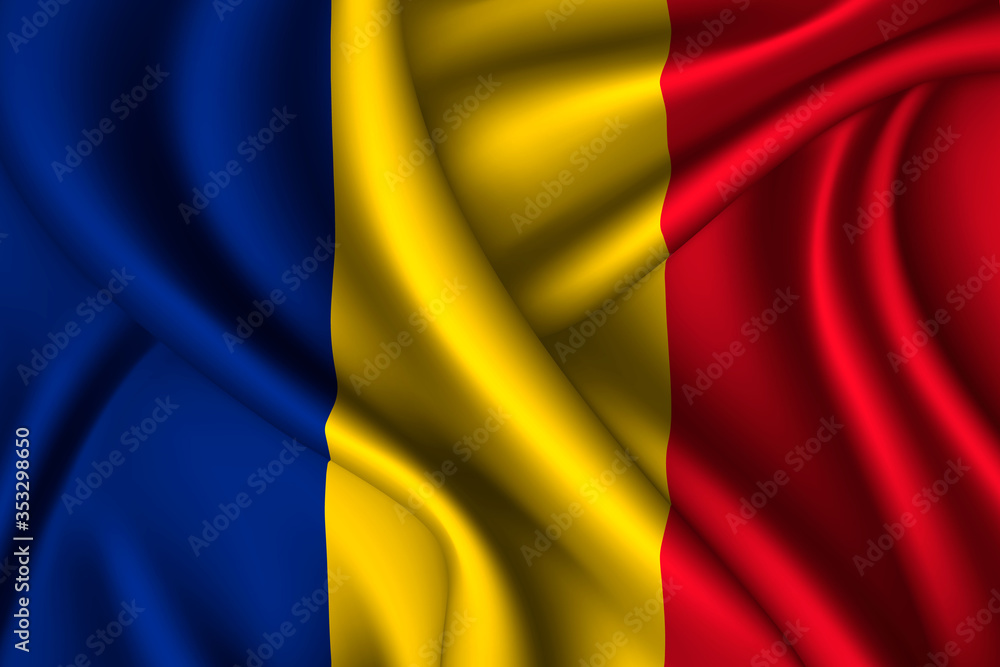 Fototapeta premium romania national flag of silk.