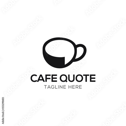 coffee cup with bubble text chat logo design suitable for cafe company