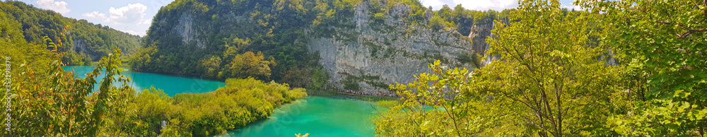 Turquoise lake in the Plitvice lakes National Park, Croatia