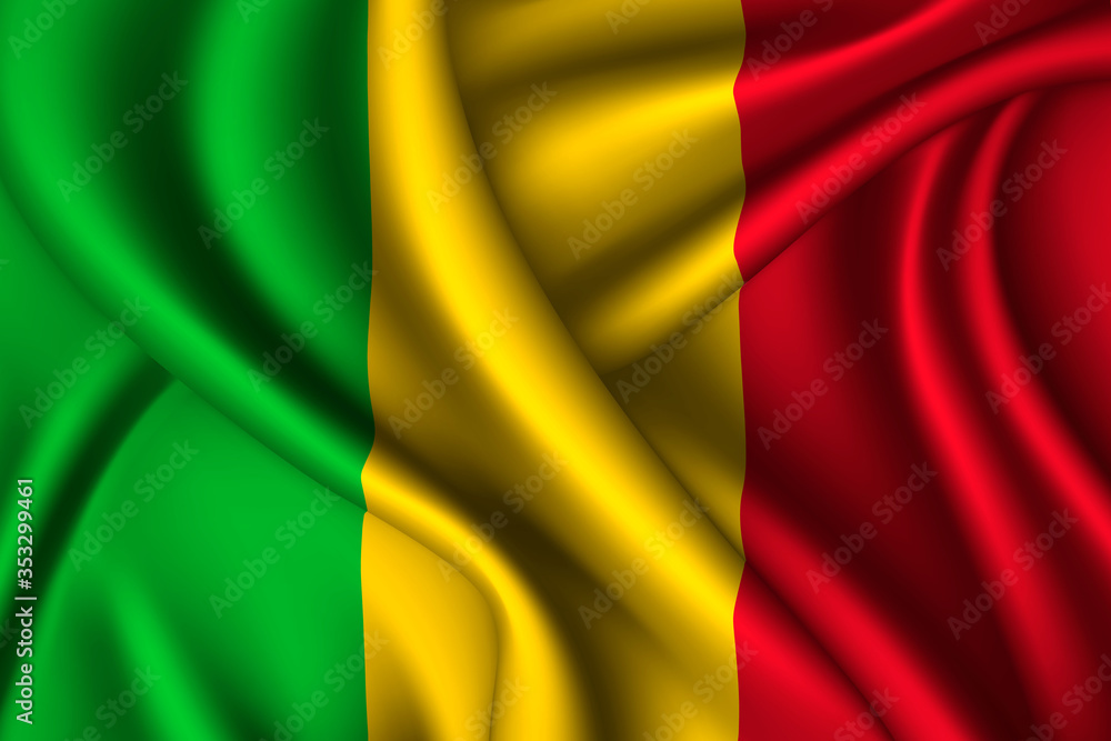 Obraz premium Mali national flag of silk. Template for your design