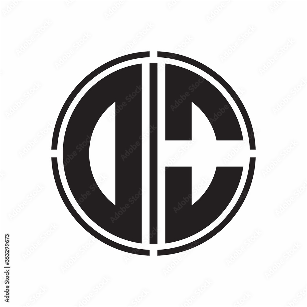 DO Logo initial with circle line cut design template on white background DO Logo initial with circle line cut design template on white background