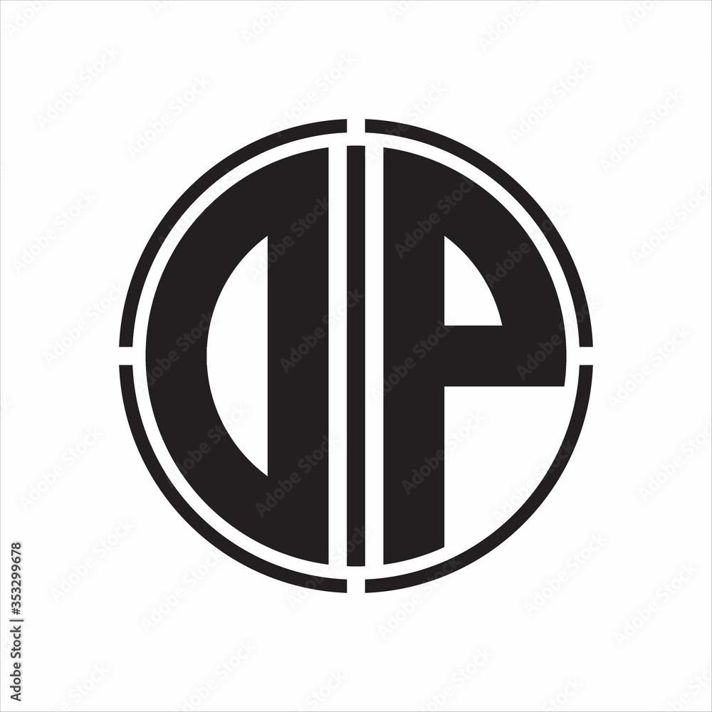 DP Logo initial with circle line cut design template on white background DP Logo initial with circle line cut design template on white background