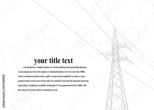 Vector. Electric power system. presentation, and advertisement. The picture shows a network of interconnected electrical systems in all areas. Symbols, steps for successful business planning Suit