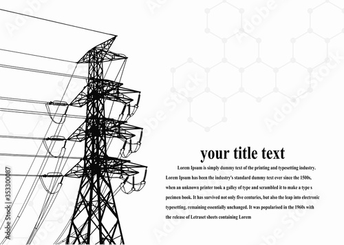 Vector. Electric power system. presentation, and advertisement. The picture shows a network of interconnected electrical systems in all areas. Symbols, steps for successful business planning Suit