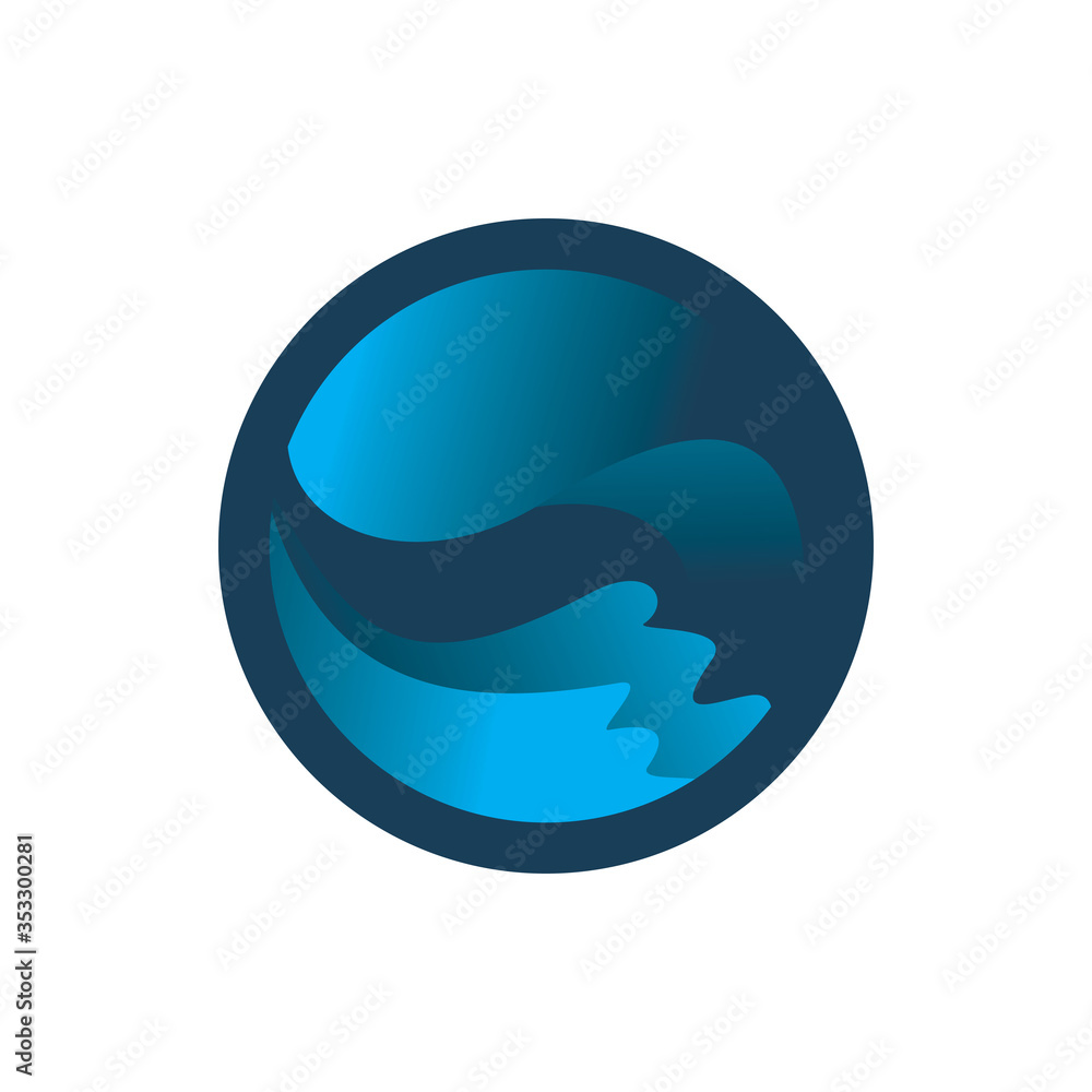 blue circle balance ocean wave logo design