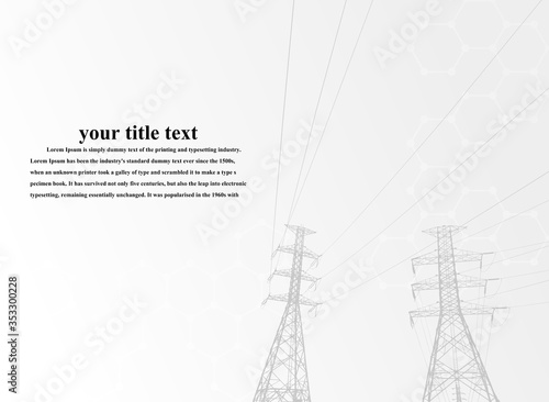 Vector. Electric power system. presentation, and advertisement. The picture shows a network of interconnected electrical systems in all areas. Symbols, steps for successful business planning Suit