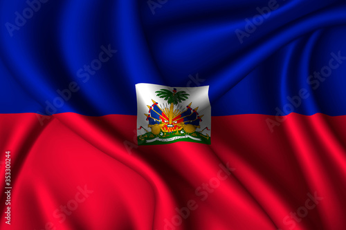 Εκτύπωση καμβά Haiti national flag of silk. Template for your design
