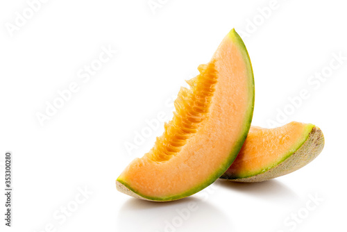 fresh cantaloupe melon isolated on white background