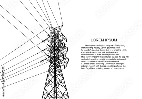 Vector. Electric power system. presentation, and advertisement. The picture shows a network of interconnected electrical systems in all areas. Symbols, steps for successful business planning Suit