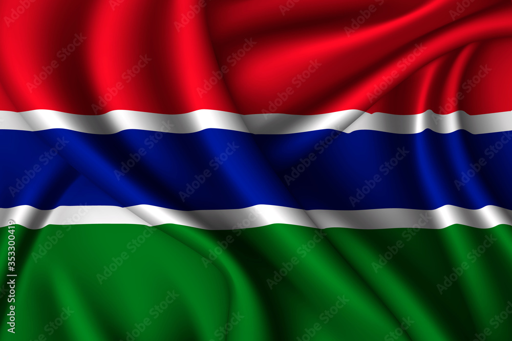 gambia national flag of silk. Template for your design