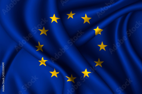 european union national flag of silk. Template for your design