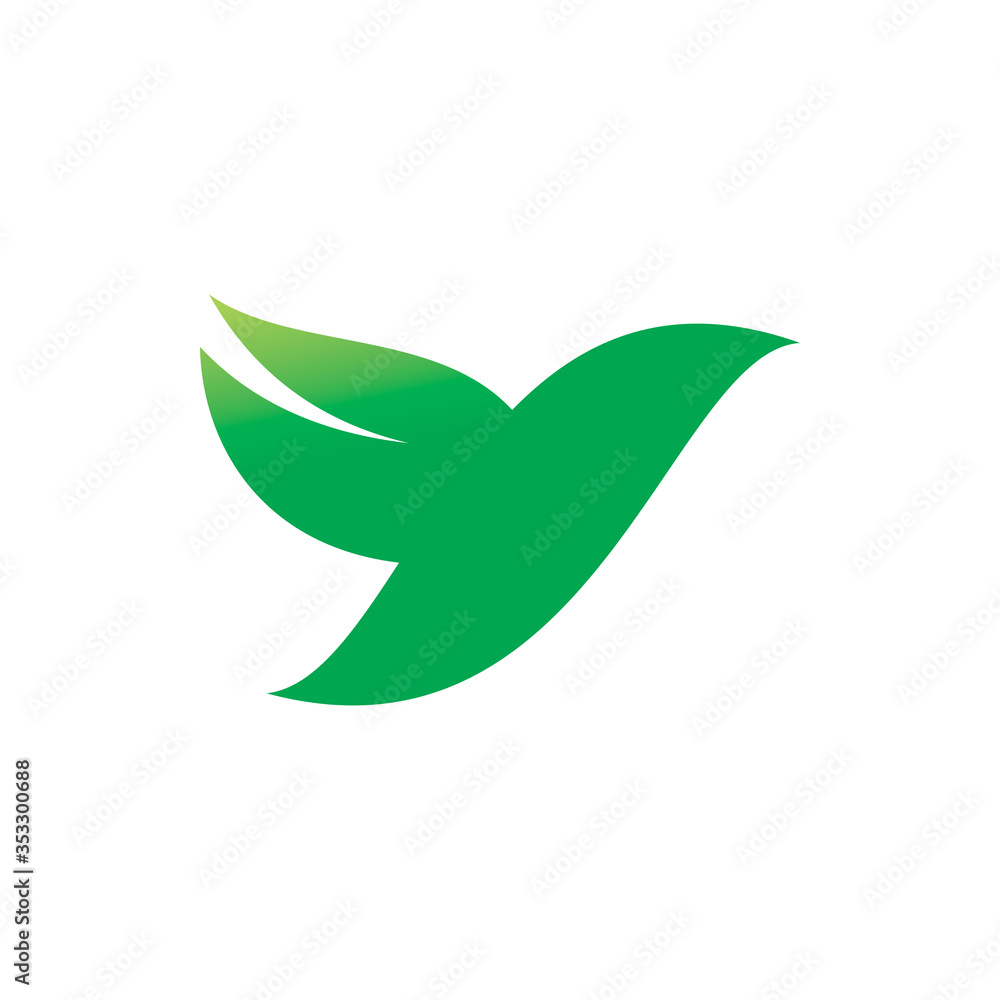 green nature leaf bird wing logo design