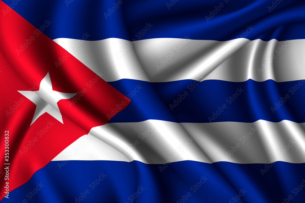 cuba national flag of silk. Template for your design