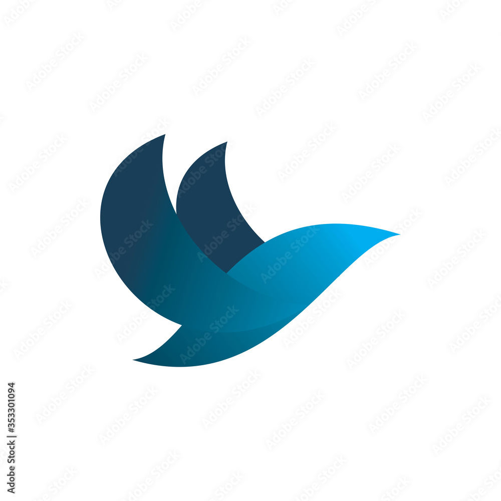 bird wing blue fly logo design