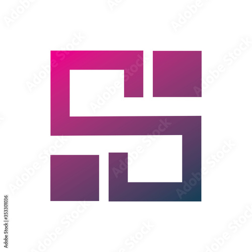 square labyrint letter s logo design