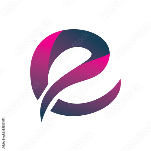 full color letter e logo design