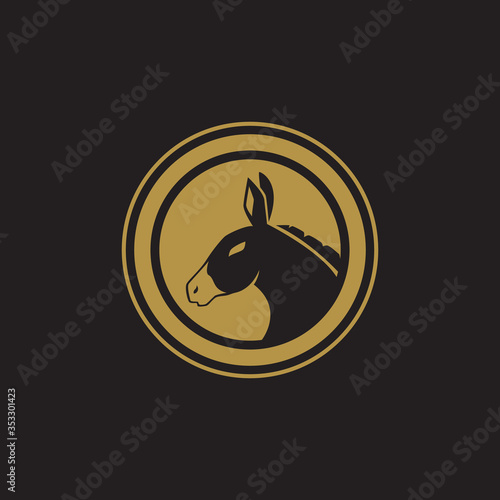 donkey head logo template in gold