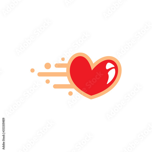 red love hearth motion speed fast move logo design