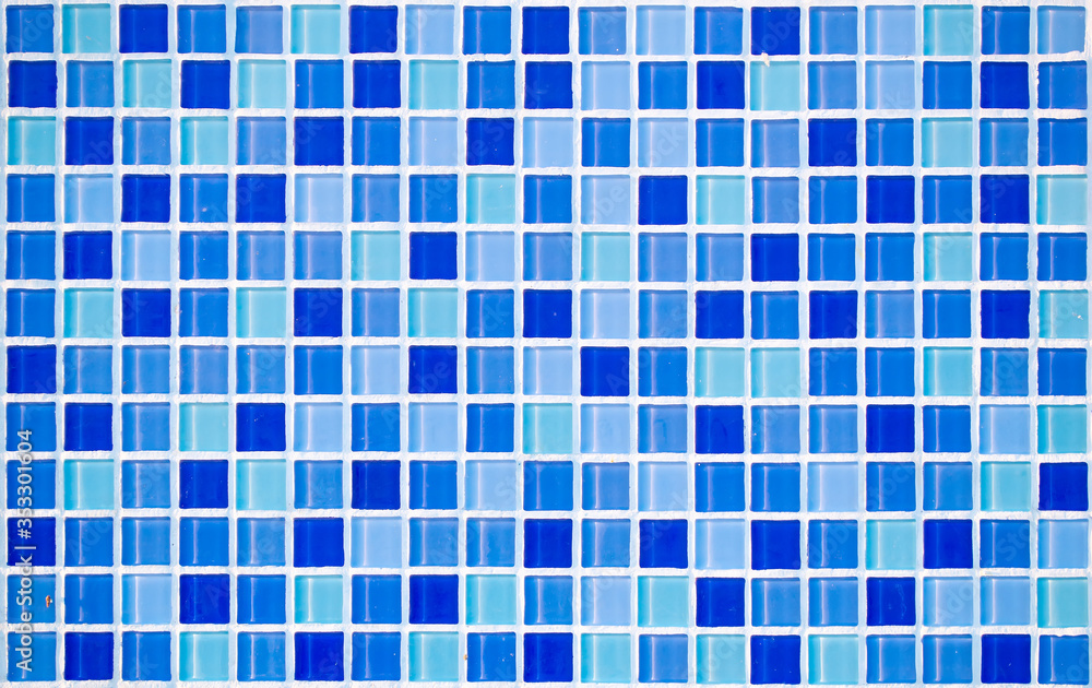 Fototapeta premium soft blue cyan Tile glossy mosaic Earthenware material in the bathroom