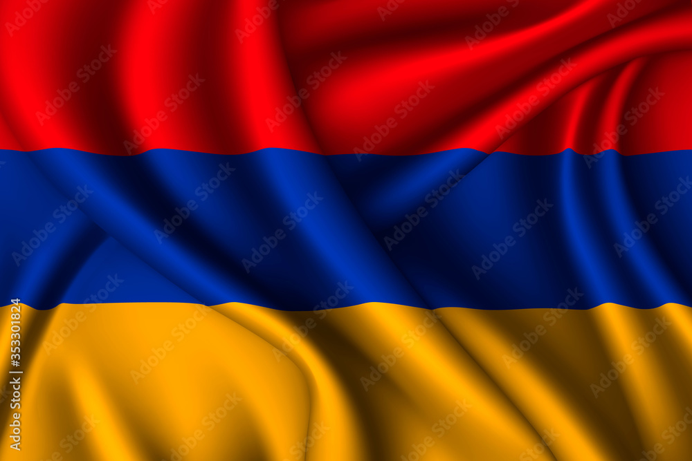 Fototapeta premium armenia national flag of silk. Template for your design