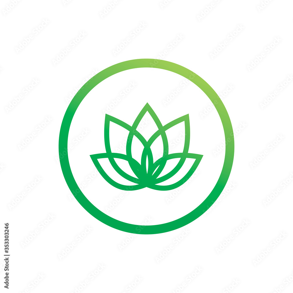 green nature leaf lotus circle color line logo design green nature leaf lotus circle color line logo design