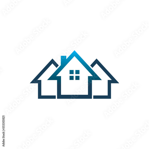blue real estate housing logo design