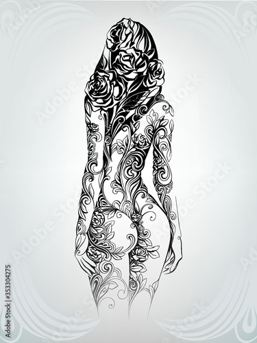Girl in flower ornament