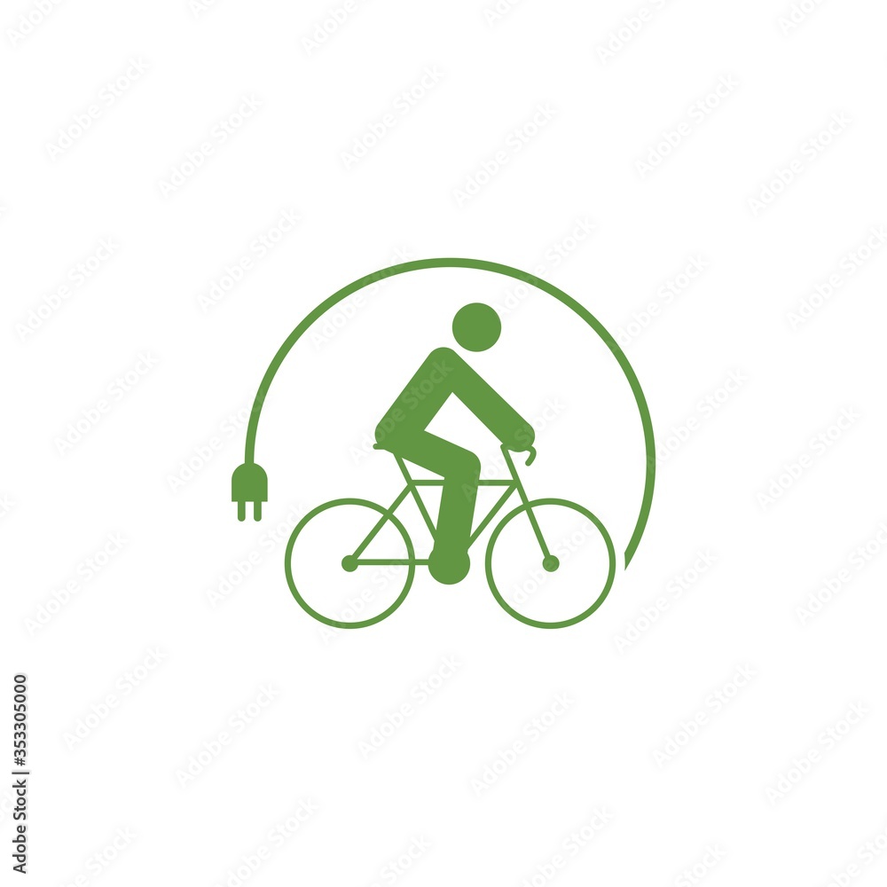 Obraz premium Green Electric bike or e-bike logo design isolated on white background