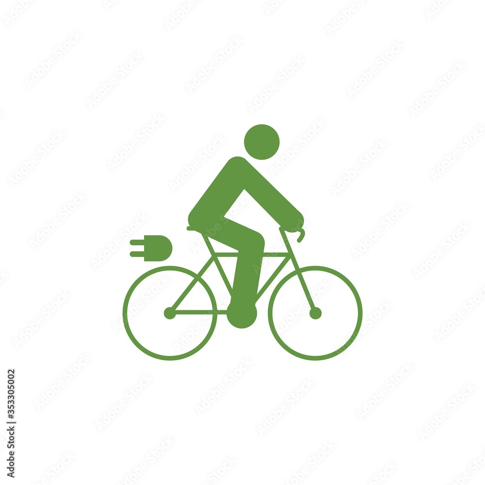 Obraz premium Green Electric bike or e-bike logo design isolated on white background