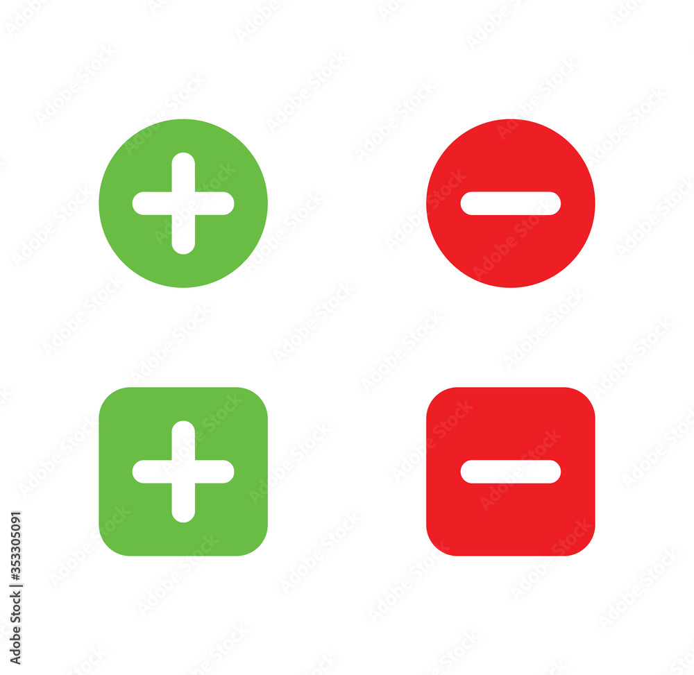 Plus and minus icon set download. Vector Plus and minus icon set download. Vector